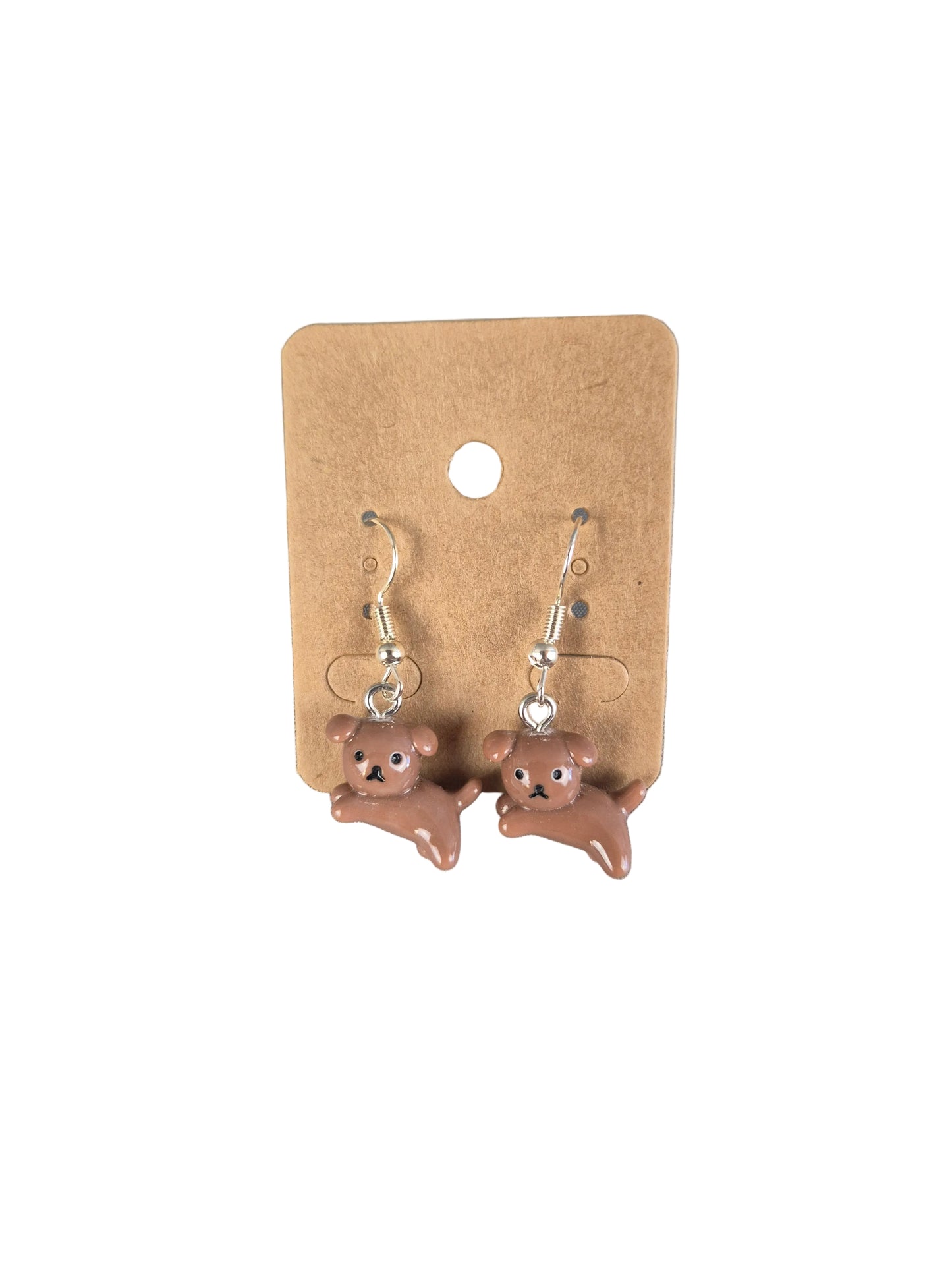 Brown Jumping Cute Dog Earrings