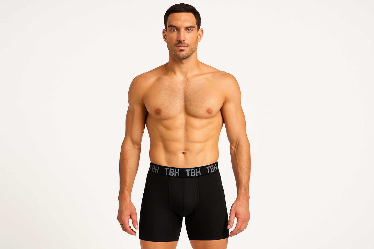 TBH underwear with adjusted leg length and grey waistband branding